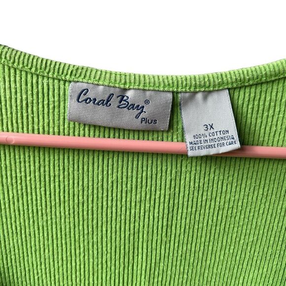 Coral Bay Plus Women's Tank Top Size 3X Green Polka Dot #G1573 - Picture 3 of 4